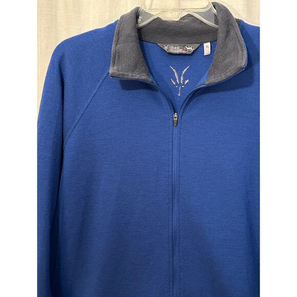 Ibex Men's Full Zip Rambouillet Wool Sweater Full Zip Jacket Blue XL - Picture 4 of 12